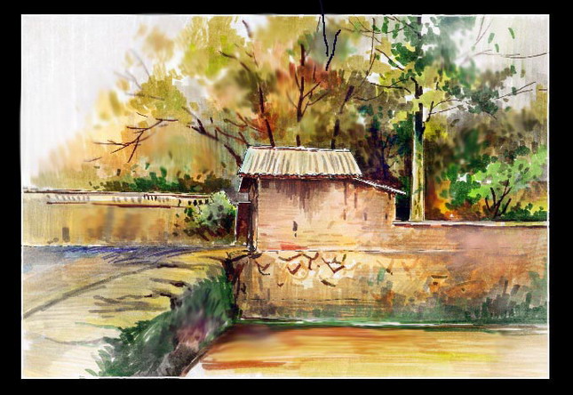 Hand-painted landscape architecture