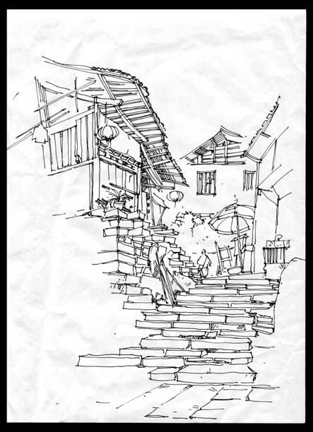 Hand-painted landscape architecture