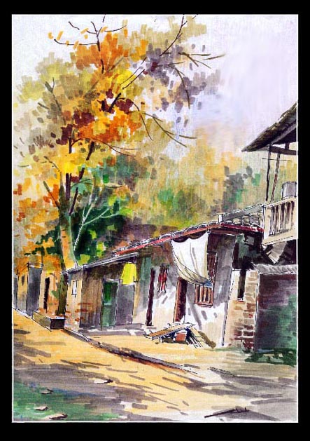 Hand-painted landscape architecture