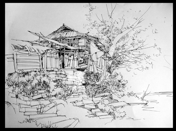 Hand-painted landscape architecture