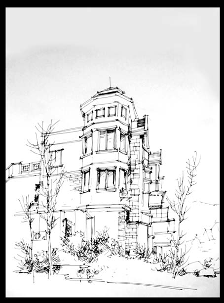 Hand-painted landscape architecture