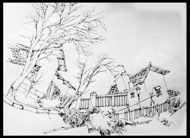 Hand-painted landscape architecture