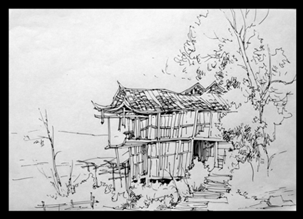 Hand-painted landscape architecture