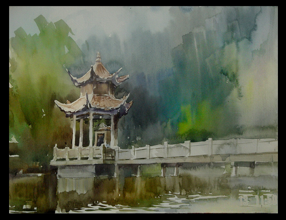 Hand-painted landscape architecture