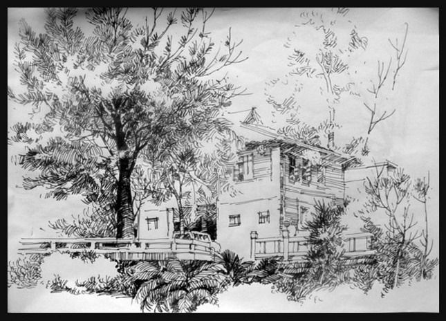 Hand-painted landscape architecture