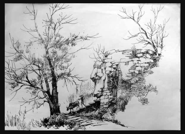 Hand-painted landscape architecture