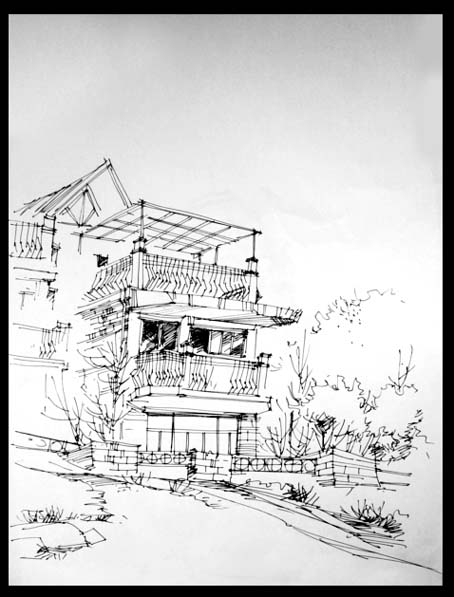 Hand-painted landscape architecture