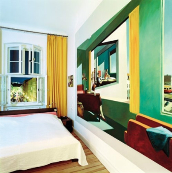 Colorful graffiti wall interior design