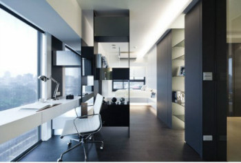 Stylish silver and black villa interior design
