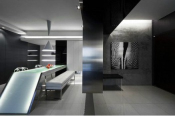 Stylish silver and black villa interior design