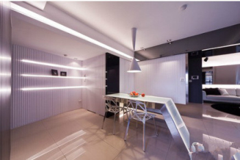 Stylish silver and black villa interior design