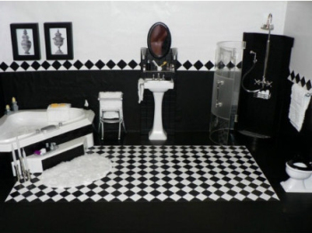 Black-and-white bathroom interior design