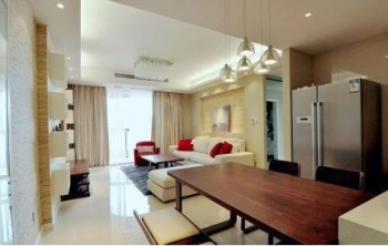 Modern beige elegant living room design