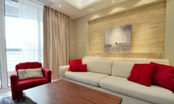 Modern beige elegant living room design