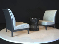 Black table white chair combination model