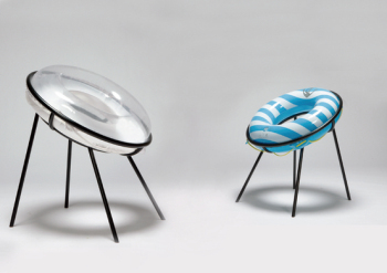 Black table white chair combination model