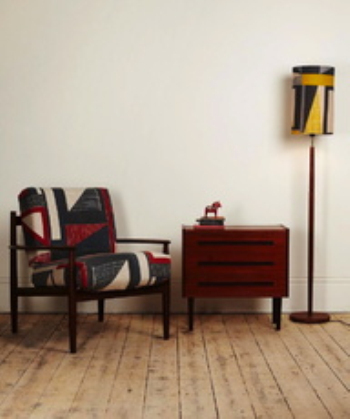 Retro modern tables and chairs corner of the room