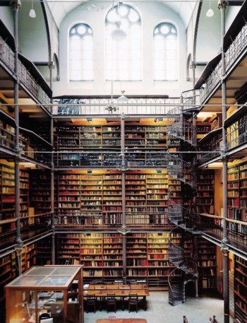 Exaggerated library stacks