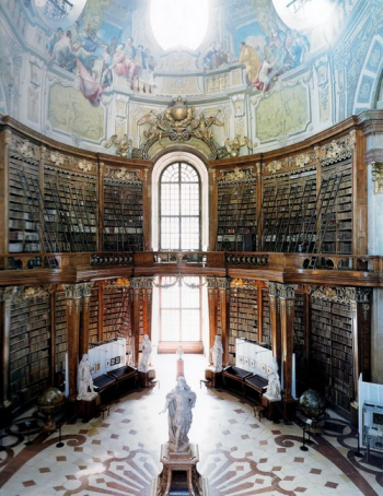 Exaggerated library stacks