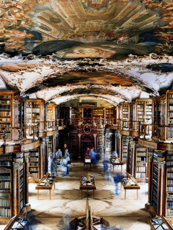 Exaggerated library stacks