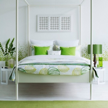 Fresh blue-green tint tone bedroom
