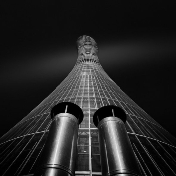 European-style high-rise design looking up under