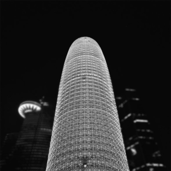 European-style high-rise design looking up under