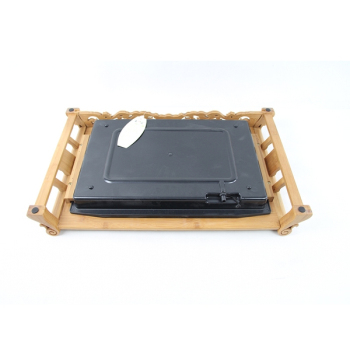 Dual bamboo tea tray filled with water drainage