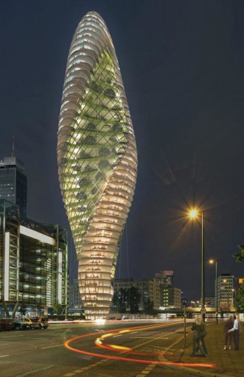 Spiral-shaped commercial building design appreciation